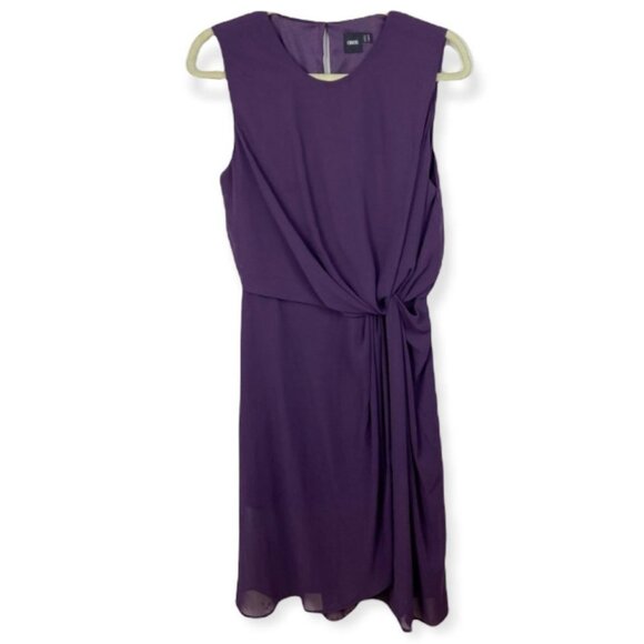 ASOS Purple Back Slit Front Twist Midi Dress Womens Size 10 Midi Shift Faux Wrap - Picture 1 of 7